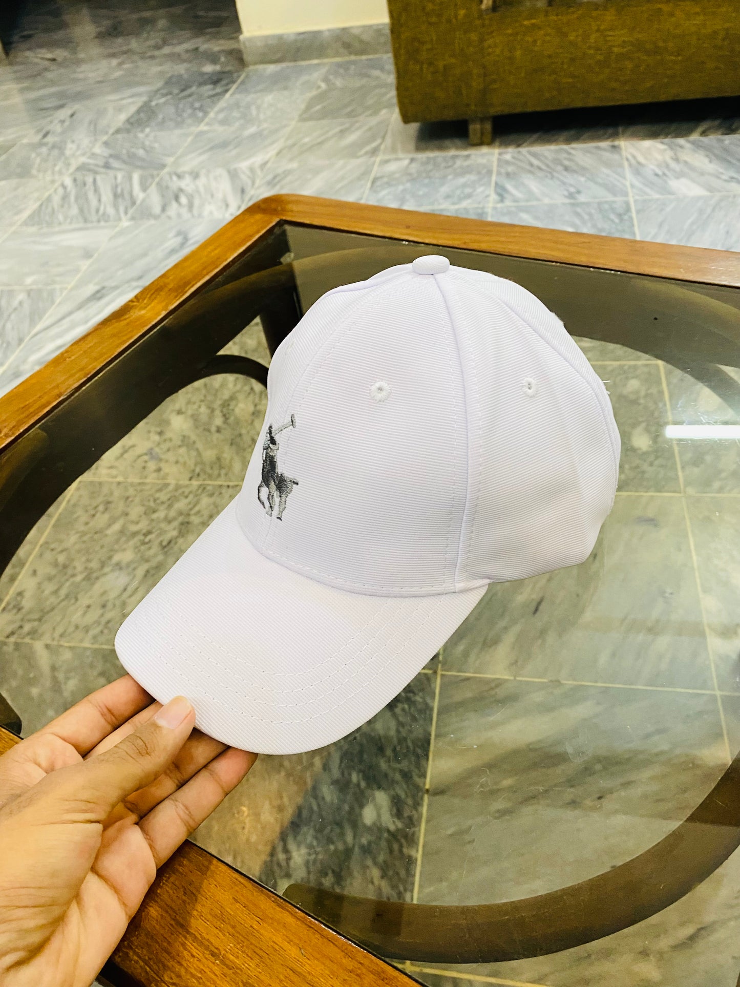 Po-lo White Imported Premium Cap