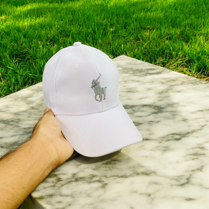 Po-lo White Imported Premium Cap