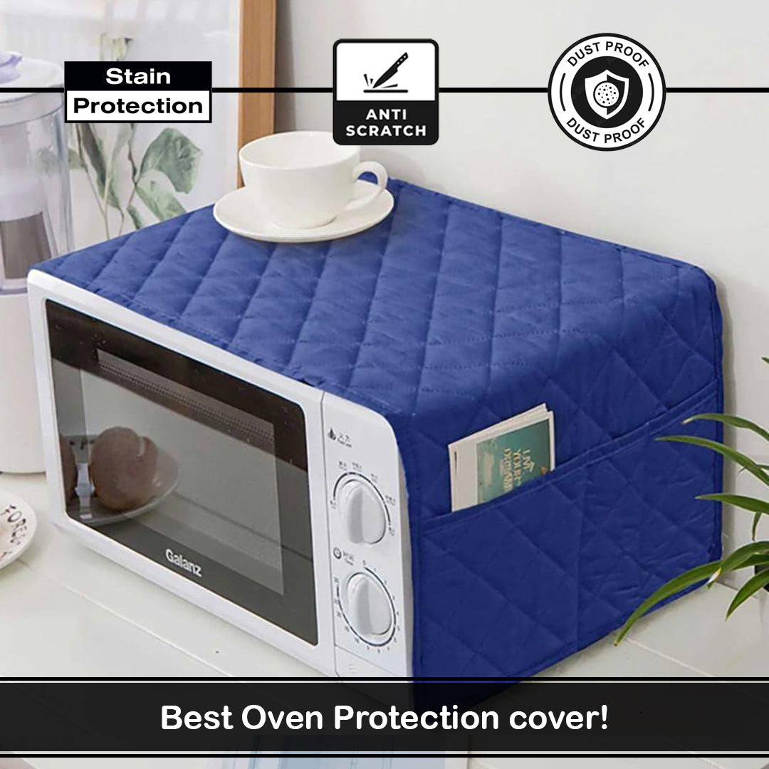 Dust Proof Oven Cover Quilted Cotton Blue Color