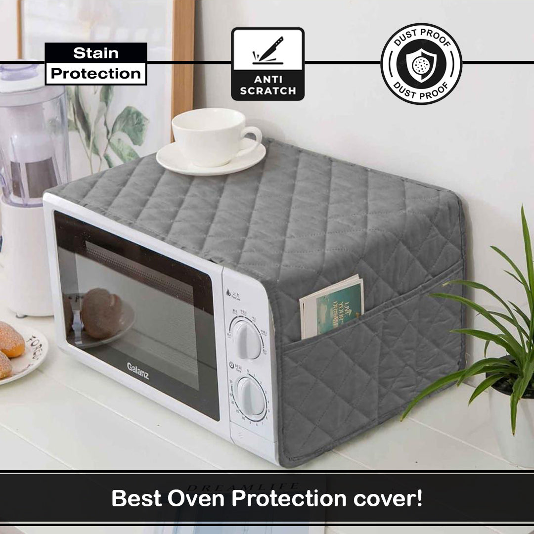 Dust Proof Quilted Cotton Oven Cover Grey Color