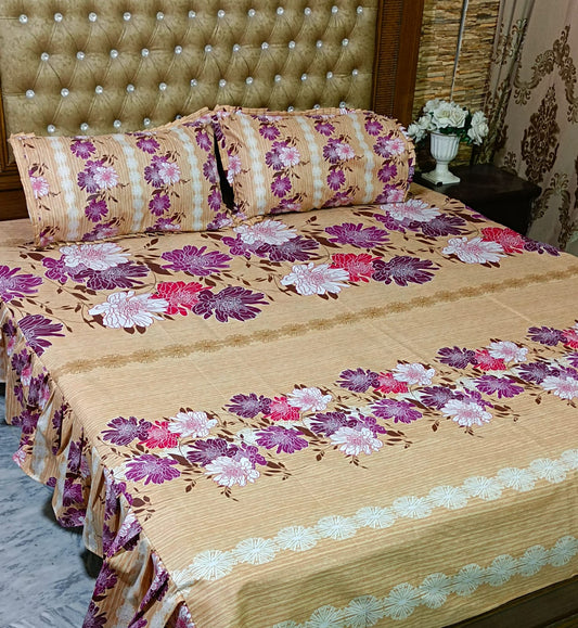 Frills Printed Bedsheet King Size 3PC