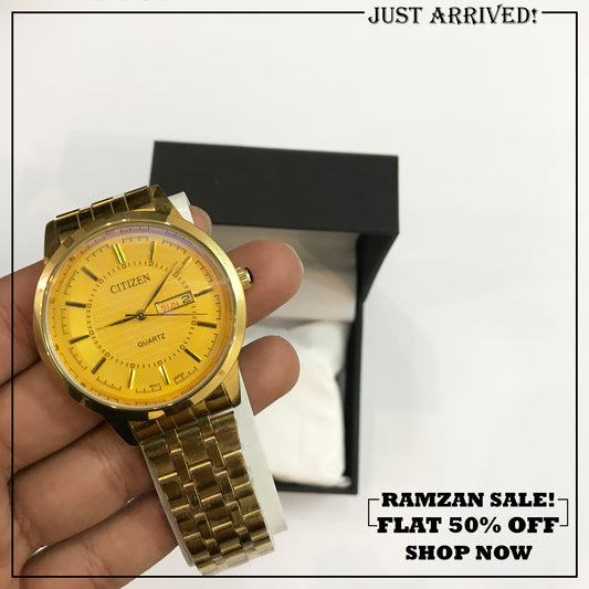 Citiz-en Watch Golden Color Date and Day Option Watch