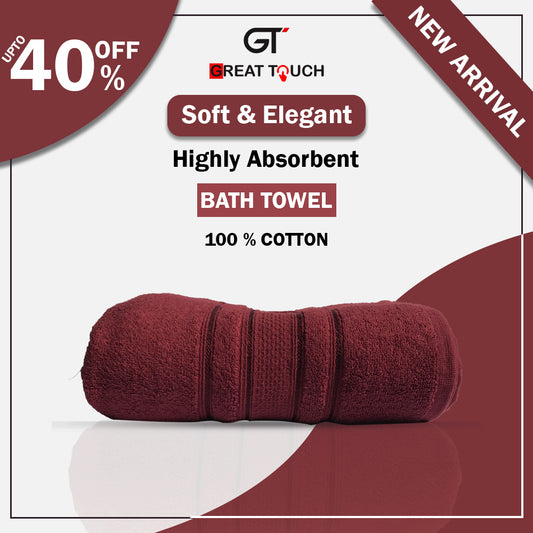 Maroon Strip Cotton Bath Towel GT-003 (L)