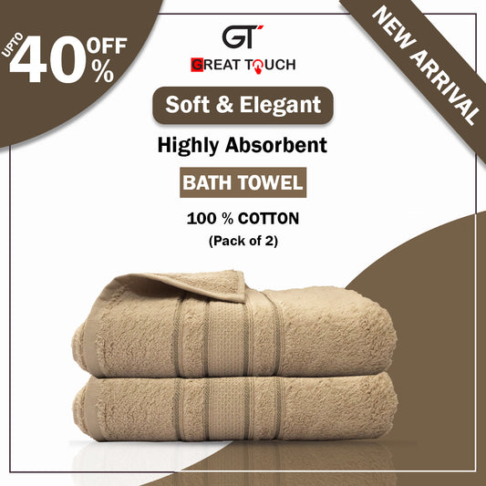 Pack of 2 Skin Strip Cotton Bath Towel GT-010 (L)