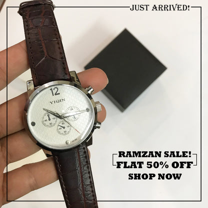 Classic Unique Dial with brown Crocodile strap design watch